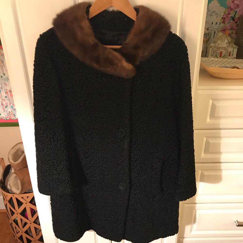 Vintage fur coat with bracelet sleeve/mink collar… PRICE IS FIRM